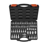 VEVOR Jeu de Douilles Torx et Torx Externes 60PCs, T6-T70, TT6-TT70, TP8-TP60, E4-E24, Entraînements 1/4, 3/8 et 1/2 po (6,35 mm, 9,5 mm, 12,7 mm), en Acier Allié S2 et Acier Cr-V, avec Coffret