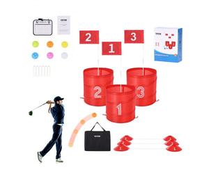 VEVOR Jeu de golf d'arrière-cour, parcours de golf à 3 trous, jeux d'entraînement au jeu de golf au seau, jeu de golf d'extérieur portable pour famille, adulte, enfant, pour pelouse, cour, parc, plage