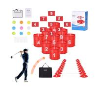 VEVOR Jeu de golf d'arrière-cour, parcours de golf à 9 trous, jeux d'entraînement au jeu de golf au seau, jeu de golf d'extérieur portable pour famille, adulte, enfant, pour pelouse, cour, parc, plage