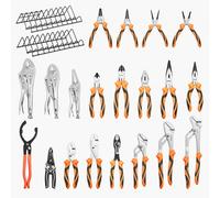 VEVOR Jeu de Pinces 20 PCs en Acier au Carbone Poli 2 Supports de Rangement, Pince Universelle, Multiprise, Coupante, Étaux, Pinces à Bec, à Joint Coulissant, à Circlips, pour Bricolage, Électriciens