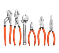 VEVOR Jeu de Pinces et n Acier au Carbone Poli 6 Pièces Outils à Main, pour Bricolage, Électriciens, Pince Universelle, Multiprise, Coupante, à Bec, à Joint Coulissant, Clé, Poignées Ergonomiques