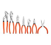 VEVOR Jeu de Pinces Polyvalentes 7 PCs en Acier au Carbone Poli, Orange | Pince Universelle, Multiprise, Coupante, Pinces à Bec Long, à Joint Coulissant, Poignées Antidérapantes et Design Ergonomique