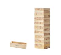 VEVOR Jeu de Tour en Bois, 54 Blocs, Tour de Blocs empilables en Bois de pin, avec Caisse de Rangement, Jouet de Famille en Bois culbutant pour 1 ou Plusieurs Joueurs, pour intérieur, extérieur