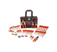 VEVOR Jeu de Tournevis Isolés 50PCs, Ensemble d'Outils Isolés pour Électriciens Professionnel 1000 V, avec Embouts Magnétiques, Clé Hexagonale à Poignée en T et Testeur de Tension Unipolaire