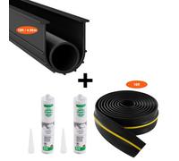 VEVOR Kit de joints de seuil pour bas de porte de garage universel 4,88 m noir