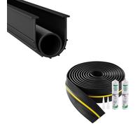 VEVOR Joint de porte de garage, 4,88 m, kit de joint de seuils d'étanchéité universel pour bas de porte de garage, 2 pcs, en forme de U+O, bande en PVC résistante aux intempéries, avec adhésif, noir