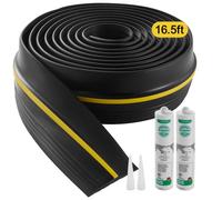 VEVOR Joint de porte de garage, 5 m, seuil d'étanchéité universel pour bas de porte de garage, bande résistante aux intempéries, avec adhésif, remplacement de coupe-froid en PVC épais amélioré, noir