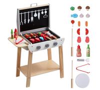VEVOR Ensemble de jouet BBQ pour enfant en bois aliment outil de grillade 21 PCS