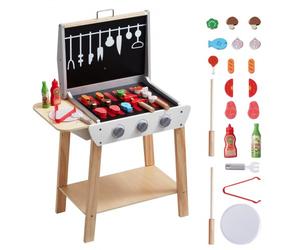 VEVOR Jouet barbecue grill set, 21 PCS, ensemble de jouet de cuisine en bois pour enfant avec aliments et outils de grillades, jeu de petit chef interactif d'intérieur/extérieur pour cadeau de 3-8 ans