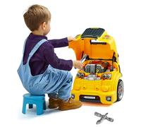 VEVOR Jouet Moteur de Camion, 60 Accessoires, Jouet Mécanicien Camion Enfant avec Lumières, Sons, Volant, Kit Jeu Imitation Mécanicien Réparation Atelier Automobile pour Enfants 3 Ans et Plus, Jaune