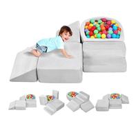 VEVOR Jouets d'escalade, 5 pièces, blocs d'escalade en mousse pour tout-petits de 6 mois à 3 ans, avec fosse à balles (balles non incluses), jeu d'activités d'escalade intérieur pour ramper et glisser