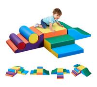 VEVOR Jouets d'escalade, 7 pièces, blocs d'escalade en mousse pour tout-petits de 6 mois à 3 ans, en cuir PU, jeu d'activités d'escalade intérieur pour ramper, grimper et glisser, facile à nettoyer