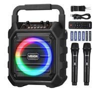 VEVOR Karaoké Adulte, 20 W, Enceinte Bluetooth Portable avec 2 Microphones sans Fil, Lumière LED, Fonction TWS, Poignée, Bandoulière, Prise en Charge de Carte Micro TF, USB, AUX, pour Fêtes, Soirées