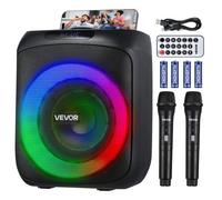 VEVOR Karaoké Adulte, 30 W, Enceinte Bluetooth Portable avec 2 Microphones sans Fil, Lumière LED, Fonction TWS, Poignée, Prise en Charge de Carte Micro TF, USB, AUX, pour Karaoké de Fêtes, Soirées