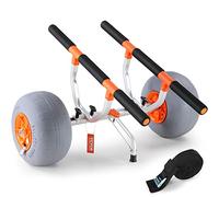 VEVOR Kayak 160 kg Chariot de Transport Canoë Pliable avec 2 Roues 30,5 cm Largeur Ajustable Pied de Support Antidérapant Planches à Pagaie Tapis Flottants Bateaux Unisex-Adult, Noir+Orange, Large