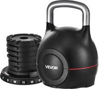 VEVOR Kettlebell Réglable avec 7 Niveaux de Poids 2/5/8/11/14/17/20 kg, Poids de Musculation avec Poignée en Aluminium Moulé sous Pression et Matériau ABS, pour Entraînement de Préhension Fitness