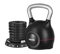 VEVOR Kettlebell réglable, 7 niveaux de poids (1,5/3/4,5/6/7,5/9 kg), haltère en ABS + aluminium coulé sous pression pour l'entraînement des poignées, entraînement de tout le corps