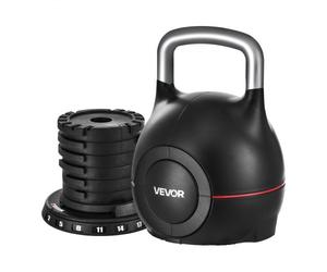 VEVOR Kettlebell Réglable avec 7 Niveaux de Poids 2/5/8/11/14/17/20 kg, Poids de Musculation avec Poignée en Aluminium Moulé sous Pression et Matériau ABS, pour Entraînement de Préhension Fitness