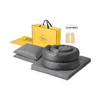VEVOR Kit Absorbant Universel Huile et Eau pour Déversements Garage Atelier | 20 Feuilles Absorbantes Universelles, 2 Boudins, 2 Coussins, 2 Sacs pour Matières Dangereuses et 1 Sac de Transport Inclus