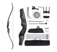 VEVOR Kit arc recourbé et flèches 1524 mm démontables bois pour chasse 22,68 kg