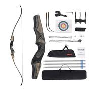 VEVOR Kit Arc recourbé et flèches, démontables en Bois 1524 mm, Ensemble tir à l'arc recourbé Ergonomique pour droitier, pour entraînement à la Cible en extérieur, Chasse, débutant à avancé, 13,61 kg