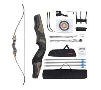 VEVOR Kit arc recourbé et flèches, démontables en bois 1524 mm, ensemble tir à l'arc recourbé ergonomique pour droitier, pour entraînement à la cible en extérieur, chasse, débutant à avancé, 20,41 kg