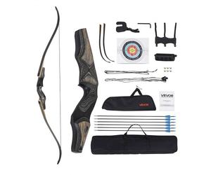 VEVOR Kit arc recourbé et flèches, démontables en bois 1524 mm, ensemble tir à l'arc recourbé ergonomique pour droitier, pour entraînement à la cible en extérieur, chasse, débutant à avancé, 15,88 kg