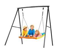 VEVOR Kit Balançoire de Jardin 199,6 kg, Portique Balançoire avec Siège 150x81 cm, pour Arrière-Cour Aire de Jeux Extérieur, Trapèze Métallique en Forme de A, Stable avec Ancrages de Sol en Spirale