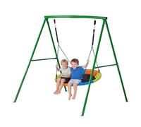 VEVOR Kit Balançoire de Jardin 199,6 kg, Portique Balançoire avec Siège Soucoupe, pour Arrière-Cour Aire de Jeux Extérieur, Trapèze Métallique en Forme de A, Stable avec Ancrages de Sol en Spirale