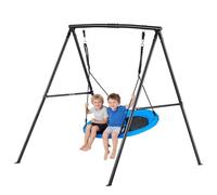 VEVOR Kit Balançoire de Jardin 199,6 kg, Portique Balançoire avec Siège Soucoupe, pour Arrière-Cour Aire de Jeux Extérieur, Trapèze Métallique Noir en Forme de A, Stable avec Ancrages de Sol
