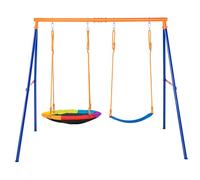 Set de balançoire VEVOR pour le jardin, capacité de charge 200 kg, avec 1 siège de balançoire à disque, 1 siège de balançoire à sangle, support de balançoire robuste à cadre A en métal et corde réglab