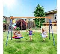 VEVOR Kit Balançoire de Jardin Capacité de Charge 272 kg, Portique Balançoire avec 1 Nacelle et 2 Sièges à Ceinture, Cadre en Métal Robuste en A et Corde Réglable, pour Arrière-cour Aire de Jeux