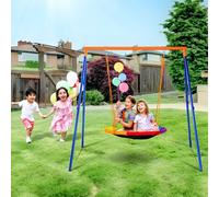 VEVOR Kit Balançoire de Jardin Capacité de Charge de 199,6 kg, Portique Balançoire avec Nacelle 101,6 cm, Cadre en Métal Robuste en A et Corde Réglable, pour Arrière-cour Aire de Jeux Extérieur
