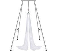 VEVOR Kit Balançoire de Yoga Aérien et Hamac, Support de Yoga Professionnel 295 cm de Hauteur, Hamac Blanc 6x2,6 m, Capacité de Charge Maximale de 250 kg, pour Fitness Musculation Pilates Gym Maison