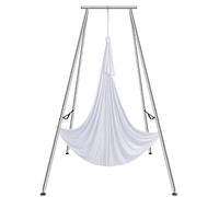 VEVOR Kit Balançoire de Yoga Aérien et Hamac, Support de Yoga Professionnel 295 cm de Hauteur, Hamac Blanc 6x2,6 m, Capacité de Charge Maximale de 250 kg, pour Fitness Musculation Pilates Gym Maison
