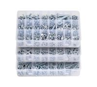VEVOR Kit Boulons et Écrous, 2250 PCS, Vis de Machine et Rondelles Plates, Métriques et Impériaux, Acier Allié, Tailles M3/M4/M5/M6/M8, pour Assemblage d'Équipements et de Véhicules, Blanc Galvanisé