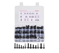 VEVOR Kit Boulons et Écrous, 280 PCS, Vis de Machine et Rondelles Plates, Métriques Classe 10.9, Acier Allié, Plusieurs Tailles M6/M8/M10, pour Assemblage de Meubles, d'Équipements, de Véhicules, Noir