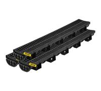 VEVOR Kit Caniveau Extérieur, Lot de 3, Système de Drainage Tranchée Grille en Plastique PEHD 14,5x8x100 cm avec 3 Embouts, Connexion à Emboîtement, pour Drain Jardin, Allée, Piscine, Passerelle, Noir