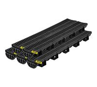 VEVOR Kit Caniveau Extérieur, Lot de 5, Système de Drainage Tranchée Grille en Plastique PEHD 14,5 x 8 x 100 cm, avec 5 Embouts, Connexion à Emboîtement, pour Drain Jardin, Allée, Piscine, Passerelle