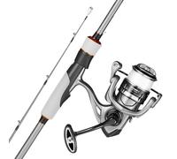 VEVOR Kit Canne et Moulinet Portable, Ensemble de Pêche pour Pêcheurs Droitiers et Gauchers, Canne à Pêche 1,98 m en 2 Parties en Fibre de Carbone IM6, Enrouleur 7+1 Roulements à Billes, Poignée EVA