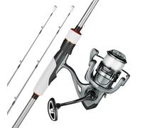 VEVOR Kit Canne et Moulinet Portable, Ensemble de Pêche pour Pêcheurs Droitiers et Gauchers, Canne à Pêche 2,13 m en 2 Parties en Fibre de Carbone IM7, Enrouleur 7+1 Roulements à Billes, Poignée EVA