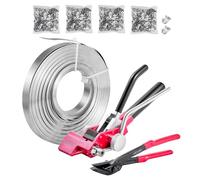 VEVOR Kit Cerclage Feuillard 122 m Kit Cerclage Palette avec Outil et Tendeur Robuste pour Emballage en Entrepôts, Déménagement, Stockage de Garage, Transport de Marchandises, 400 Scellés Métalliques