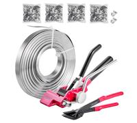 VEVOR Kit Cerclage Feuillard 122 m Kit Cerclage Palette avec Outil et Tendeur Robuste pour Emballage en Entrepôts, Déménagement, Stockage de Garage, Transport de Marchandises, 400 Scellés Métalliques