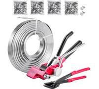 VEVOR Kit Cerclage Feuillard 12200cm Avec Outil et Tendeur Robuste Facilité D'Utilisation Noir et rouge