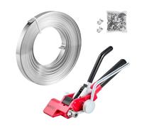 VEVOR Kit Cerclage Feuillard en Acier 30,5 m Kit Cerclage Palette Manuel à Tendeur et Coupe pour Emballage, Entrepôts, Déménagement, Stockage, Transport de Marchandises, avec 100 Scellés Métalliques