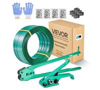VEVOR Kit Cerclage Feuillard PET 457 m Kit Cerclage Palette avec Outil et Tendeur pour Emballage Entrepôts Déménagement Stockage Transport Marchandises, 450 Scellés Métal, 150 Protections Angle, Gants