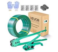 VEVOR Kit Cerclage Feuillard PET 457 m Kit Cerclage Palette avec Outil et Tendeur pour Emballage Entrepôts Déménagement Stockage Transport Marchandises, 450 Scellés Métal, 150 Protections Angle, Gants