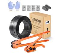 VEVOR Kit Cerclage Feuillard PET 610 m Kit Cerclage Palette avec Outil et Tendeur pour Emballage Entrepôts Déménagement Stockage Transport Marchandises, 600 Scellés Métalliques, 200 Protections Angle