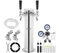 VEVOR Kit Colonne à Bière 2 Robinets, Distributeur de Bière Boisson en Acier Inoxydable, Tireuse à Bière avec Régulateur à Double Jauge W21,8, Coupleur de Fût Système A et Plateau d'Égouttage, Bar