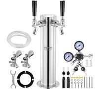 VEVOR Kit Colonne à Bière 2 Robinets, Distributeur de Bière Boisson en Acier Inoxydable, Tireuse à Bière avec Régulateur à Double Jauge W21,8, Coupleur de Fût Système A et Plateau d'Égouttage, Bar